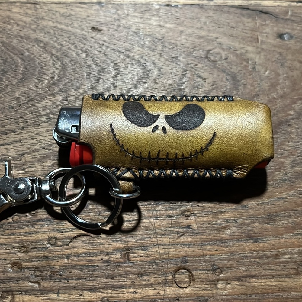 Hand Crafted Handmade Leather Lighter Case Cover with Clip Laser Cut Hand Sewn